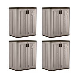 Suncast - 9 Cu Ft Heavy Duty Resin Garage Base Storage Cabinet, Platinum (4 Pack)