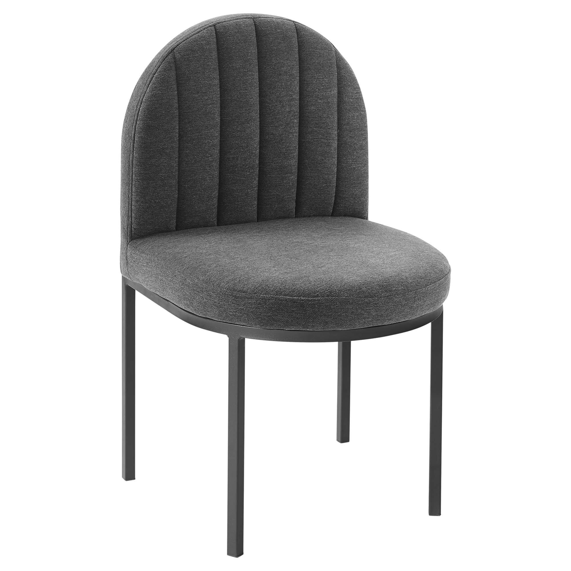 Angle. Modway - Isla Channel Tufted Upholstered Fabric Dining Side Chair by Modway - Black Charcoal.