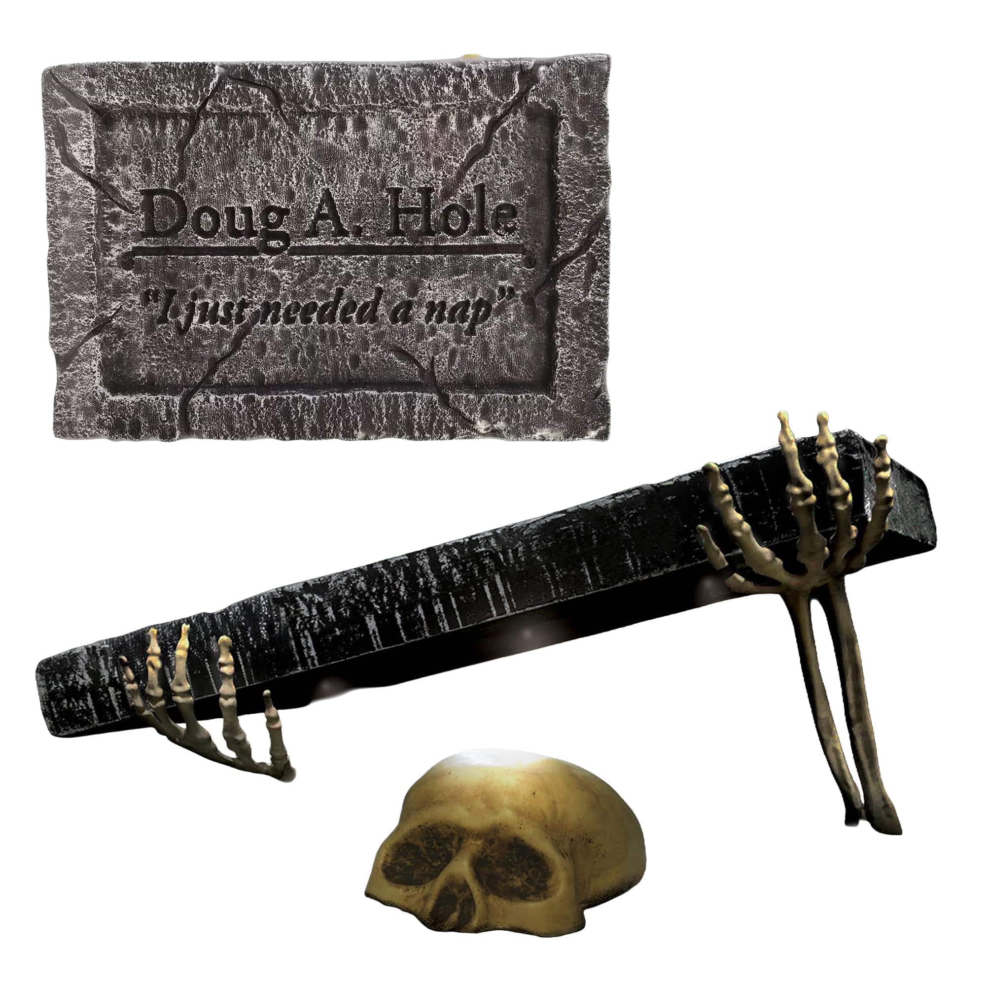 Funworld - Animated Skull Headstone Grave Breaker Halloween Decor - Gray