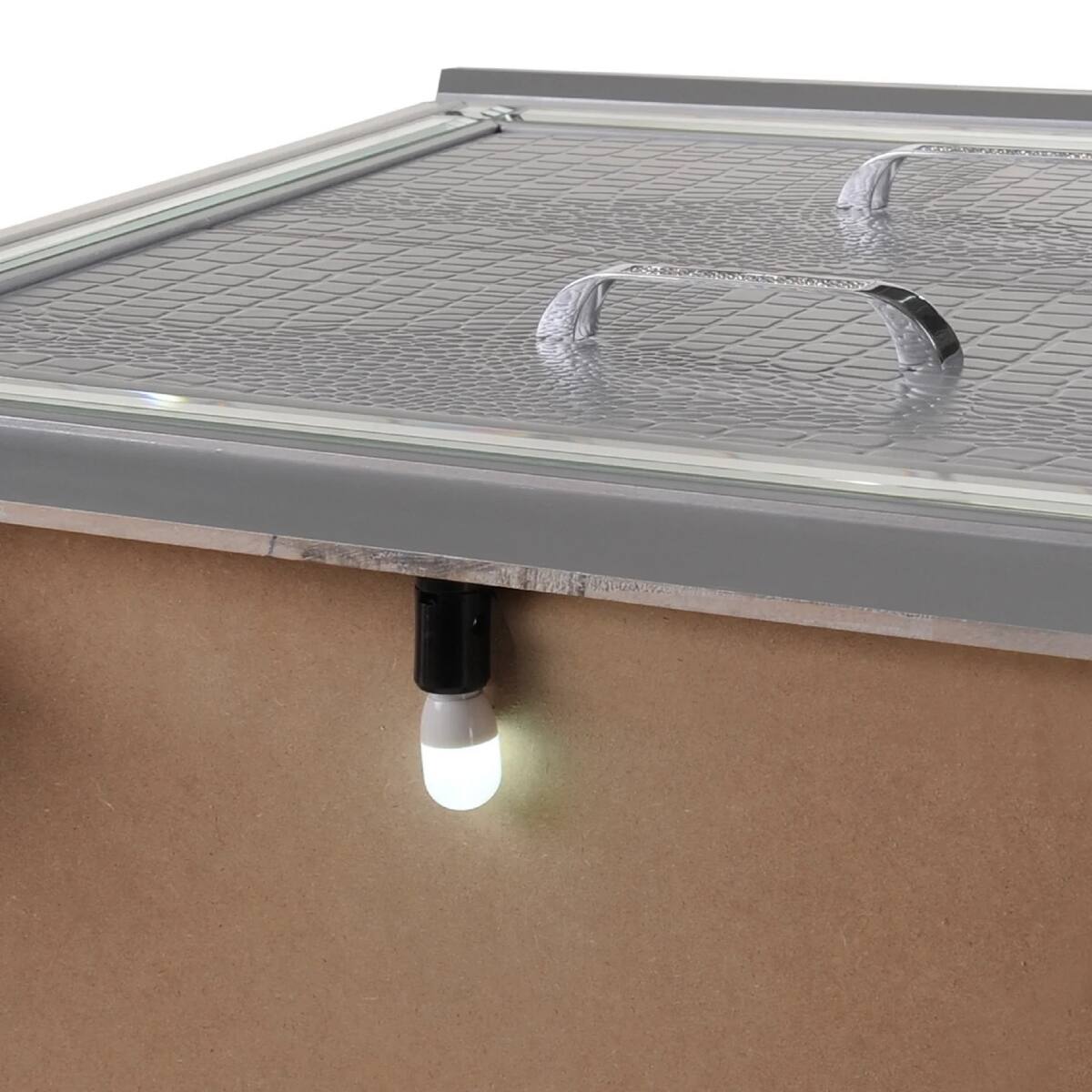 Alt View 2. Loheer - Loheer Modern Glam Nightstand with Built-In Night Light, Two Drawers, Silver Solid Wood - Silver.