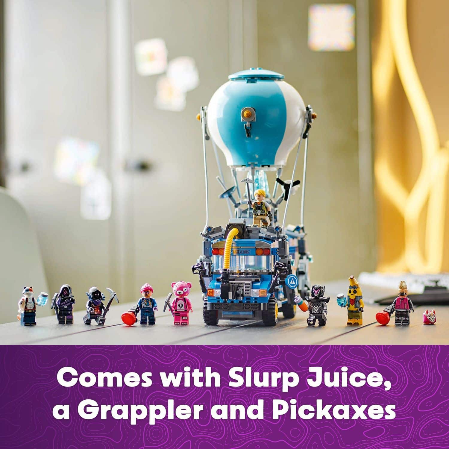 Comes with Slurp Juice, a Grappler and Pickaxes