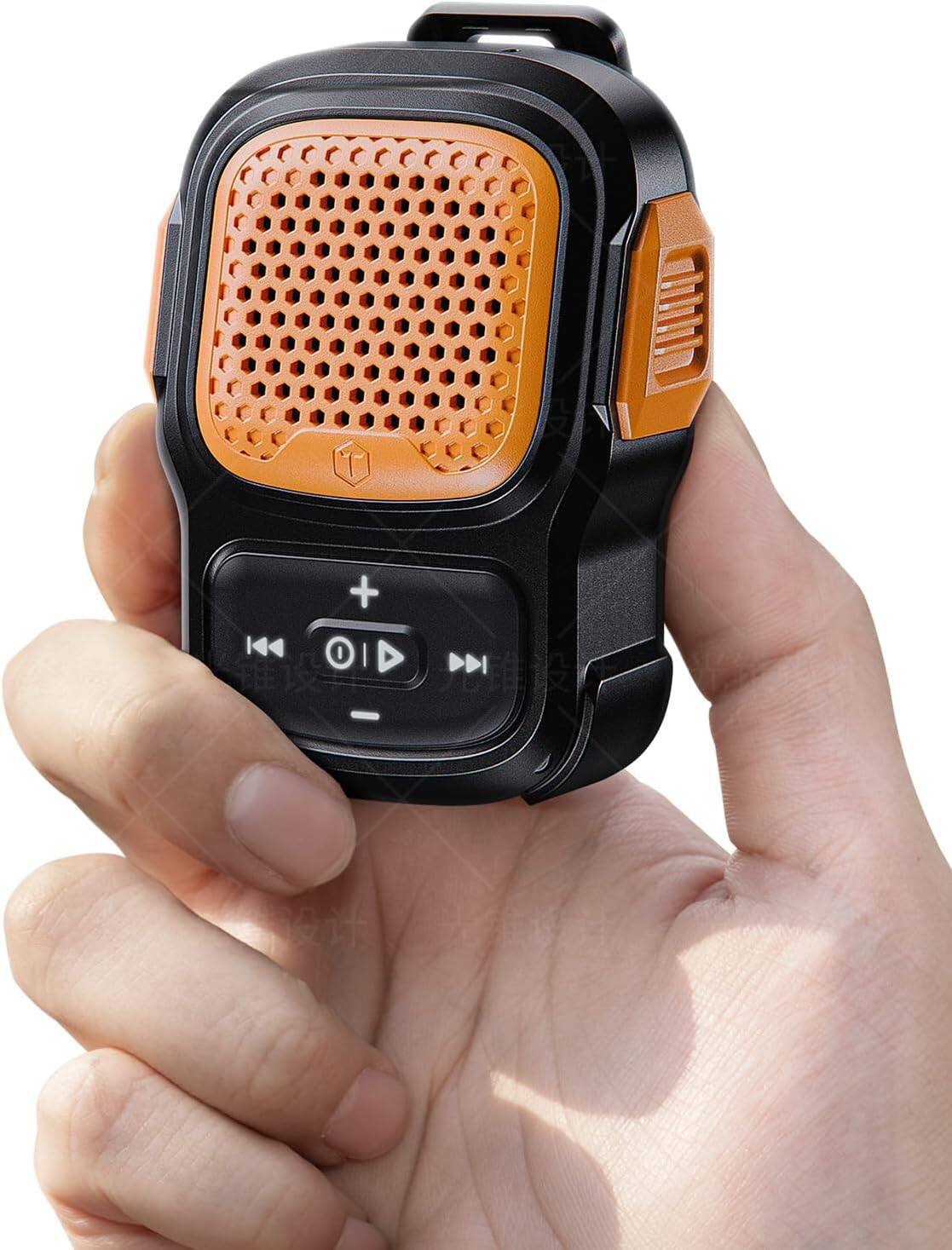 Angle. ToughTested - ToughTested MAGNA Clip-On Bluetooth Speaker with Magnetic Mount and Waterproof Rating - Black Orange.