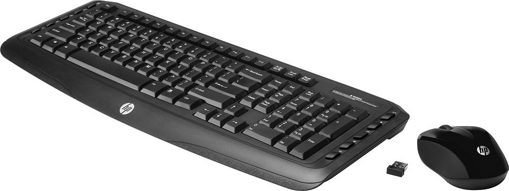 Left View: HP - Classic Desktop - Combo Wireless Keyboard and Optical Mouse - Black