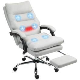 Vinsetto - Microfibre Executive Massage Office Chair, Computer Desk Chair, Heated Reclining Chair with Footrest - Light Gray