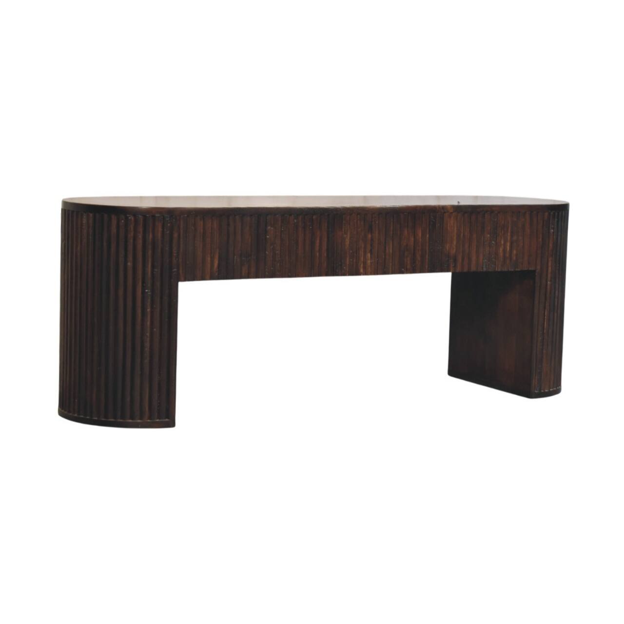 Angle. Artisan Furniture - Artisan Furniture Solid Wood Velvet Mocha Fluted Bench - Brown.