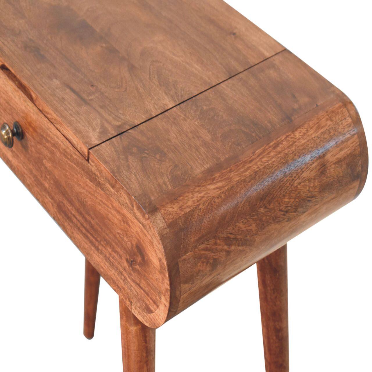 Alt View 2. Artisan Furniture - Artisan Furniture Solid Wood Mini Honey Caramel Dressing Table with Foldable Mirror, 4 Storage Compartments with Mirror - Brown.