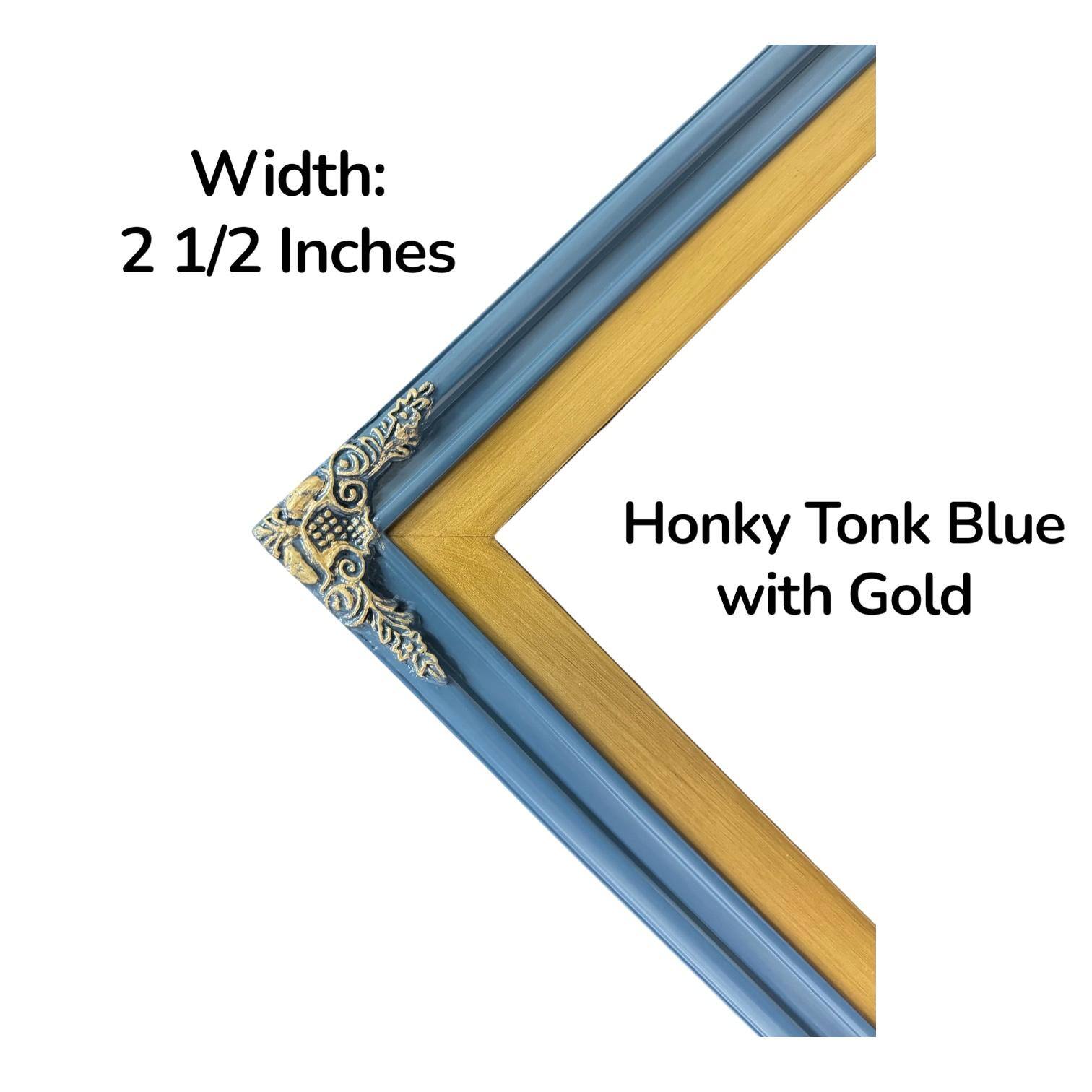 Width: 2 1/2 Inches  
Honky Tonk Blue with Gold