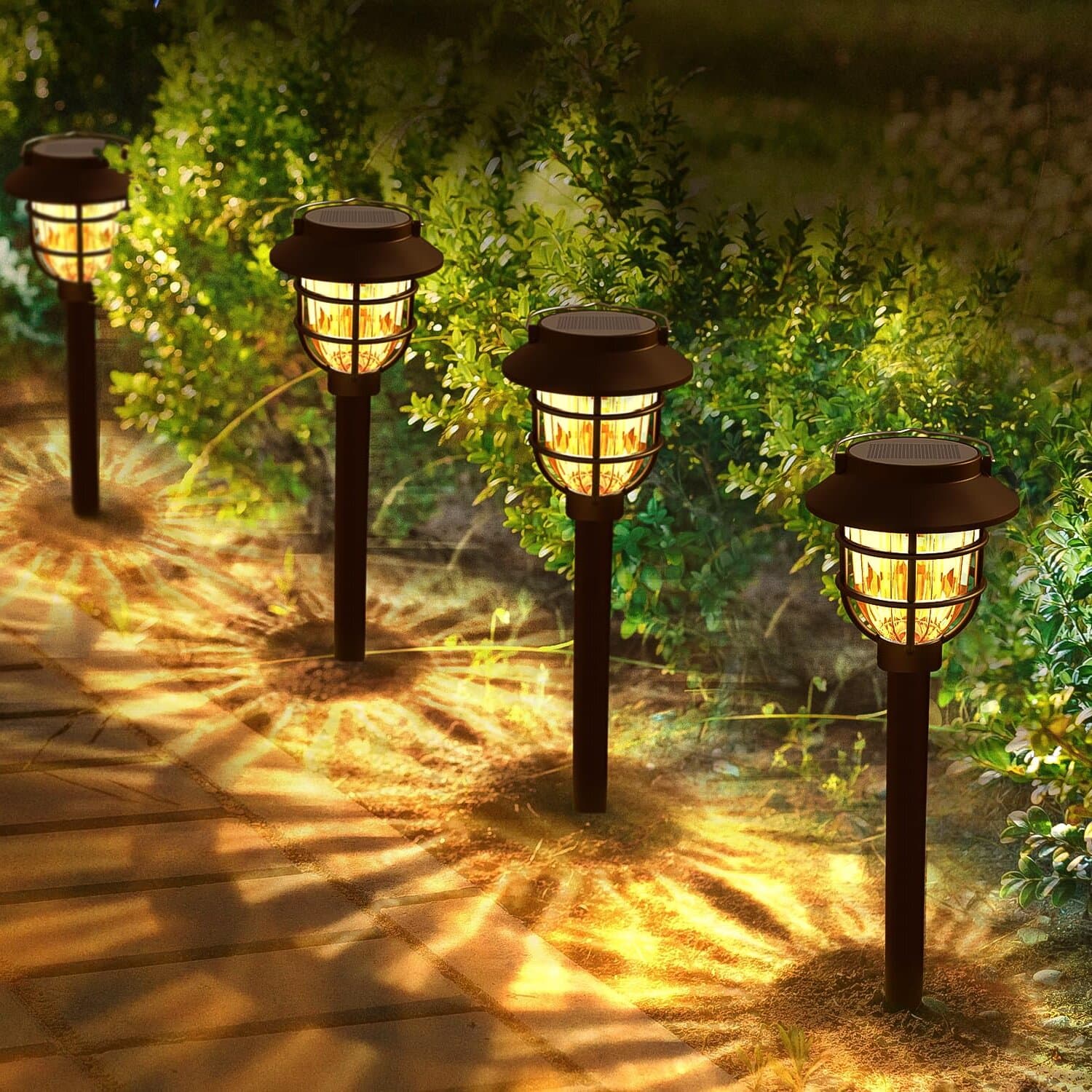 Dazzed Corner - 10-Pack Bright Solar Pathway Lights, 3000K Warm LED, Waterproof - Black