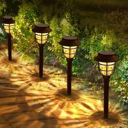 Dazzed Corner - 10-Pack Bright Solar Pathway Lights, 3000K Warm LED, Waterproof - Black