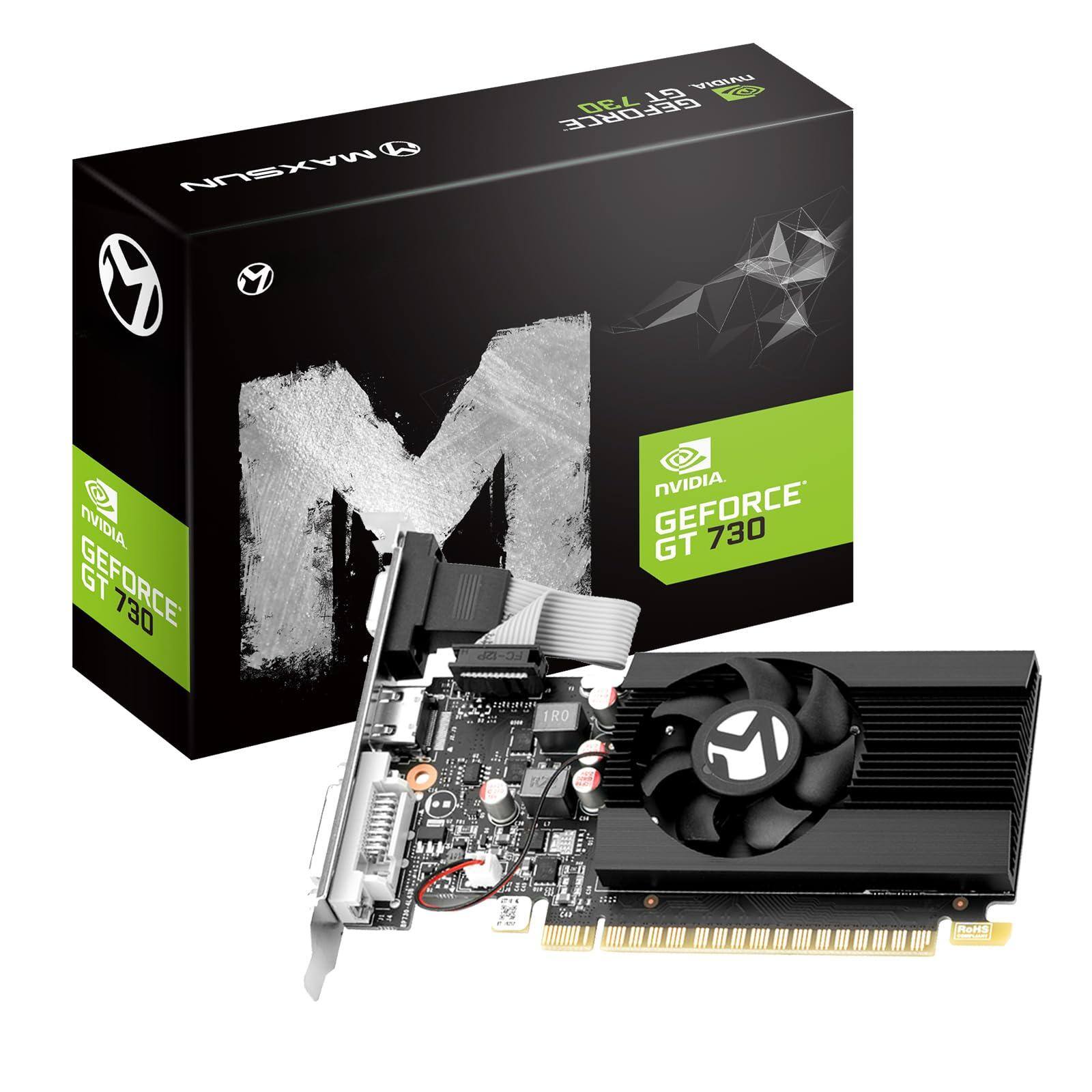 Dazzling Pops - maxsun GeForce GT 730 Video Graphics Card GPU for Computer PC GDDR3 ITX Design PCI Express DVI I HDMI VGA