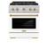Front. ZLINE - ZLINE Autograph 30 in. Paramount Satin Steel Gas Range w/ White Door & Gold Accents (SGRSZ-WM-30-G) - White.