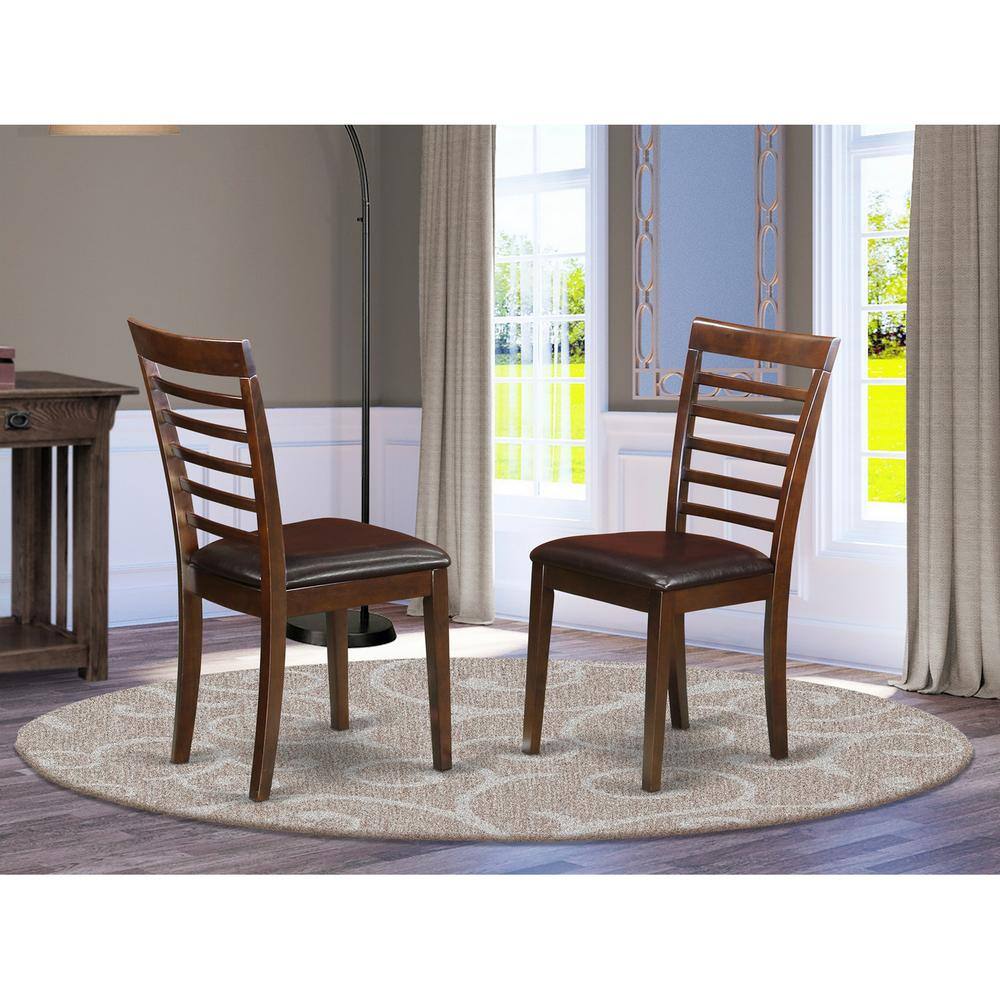 Left. East West Furniture - Milan Kitchen Chair with Faux Leather Seat - Mahogany Finish - Mahogany.
