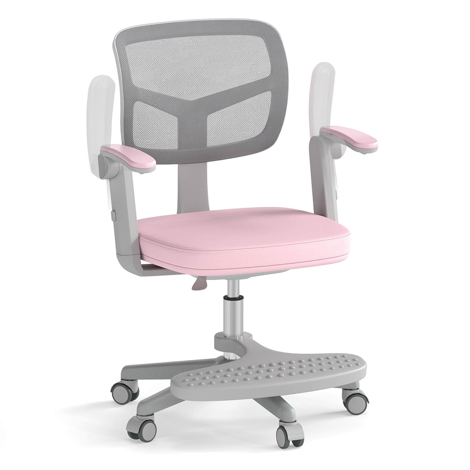 Front. Costway - Costway Kids Desk Chair Children Study Chair with Adjustable Height, Armrest & Footrest - Pink.