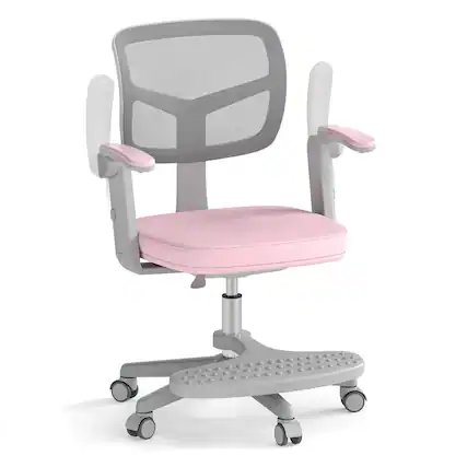 Front. Costway - Costway Kids Desk Chair Children Study Chair with Adjustable Height, Armrest & Footrest - Pink.