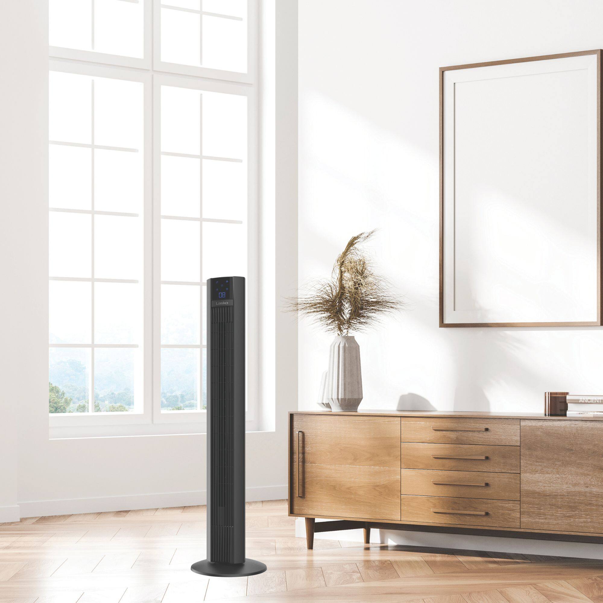 Alt View 3. Lasko - Lasko Xtra Air 48 Inch Extended Airflow Oscillating Digital Tower Fan, 4 Speeds - Black.