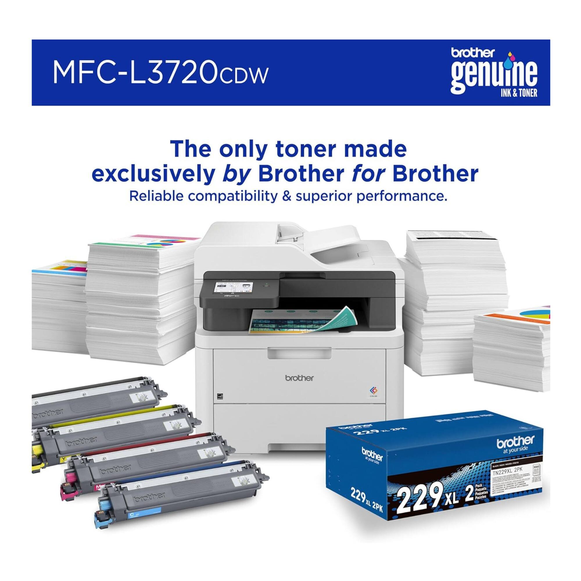MFC-L3720CDW

The only toner made exclusively by Brother for Brother

Reliable compatibility & superior performance.

brother genuine INK & TONER

229 XL 2PK