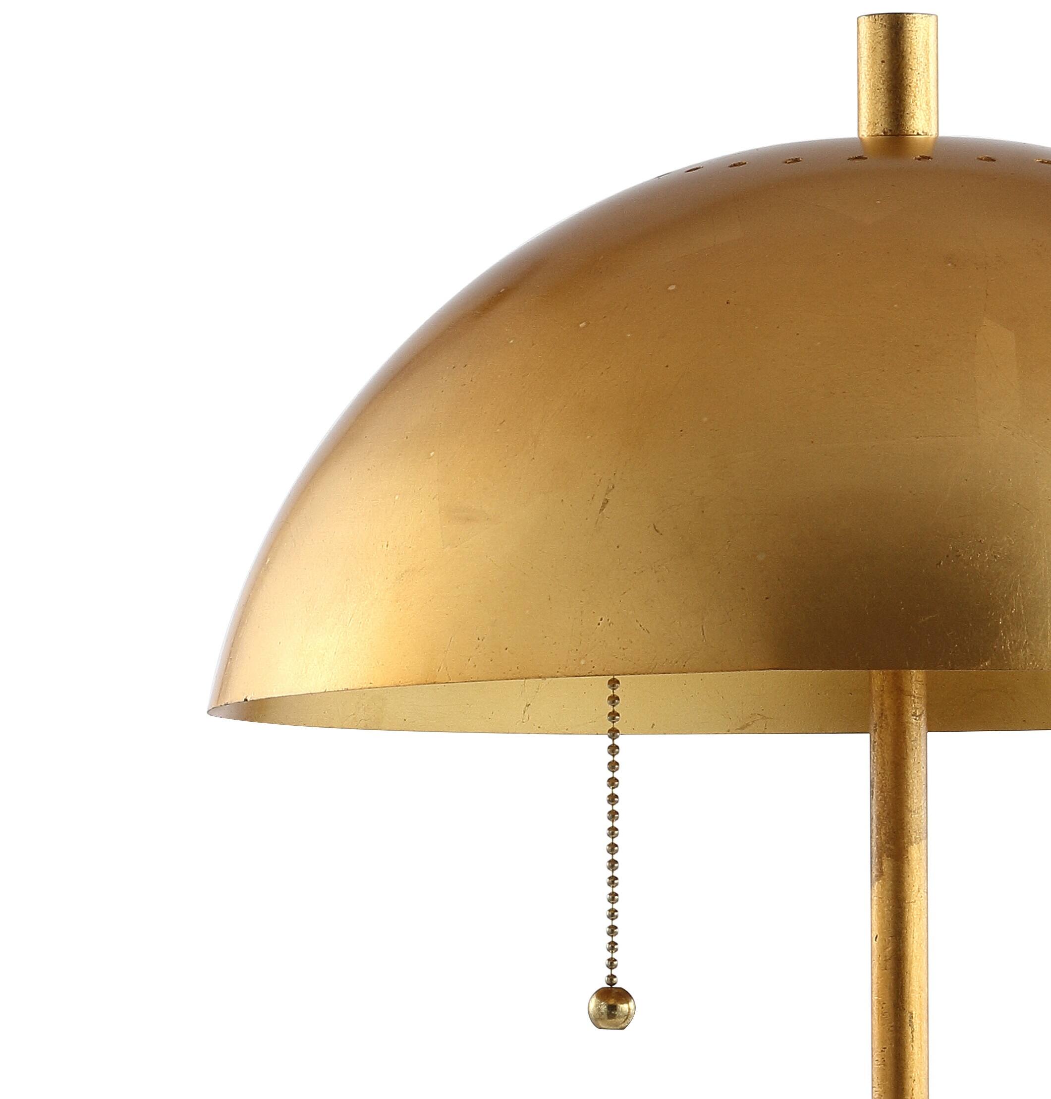 Alt View 3. Jonathan Y - Ella 20.7" Dome Metal with Marble Base LED Table Lamp, Gold/White - Gold Leaf/White.