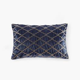 Gracie Mills - Brad Foxtail Stitched Velvet Oblong Decor Pillow - Navy