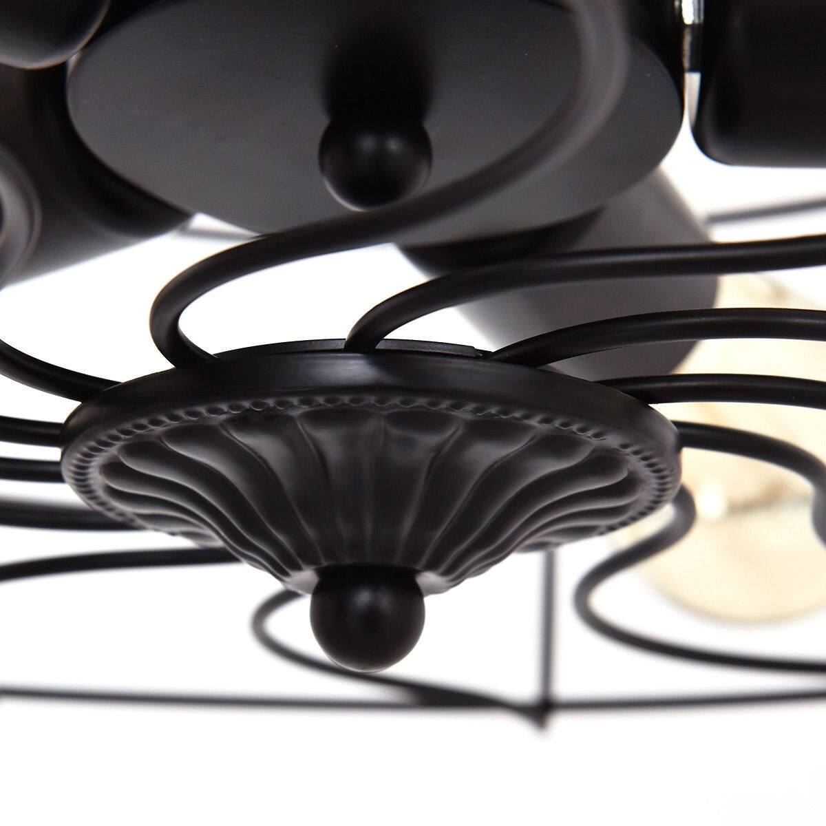 Back. Hivvago - 5 Light Modern Black Iron Sphere Modern Chandelier - Black.