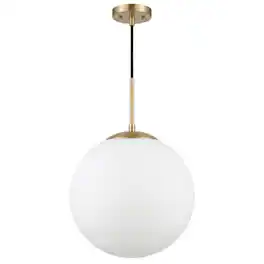 Living District - Baxter 1 Light Brass Pendant With Frosted White Glass - Brass And Frosted White