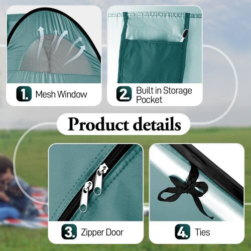 1. Mesh Window  
2. Built in Storage Pocket  
3. Zipper Door  
4. Ties  

Product details