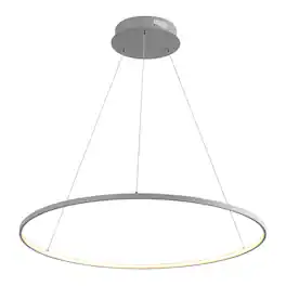 Jonathan Y - Brice 35" Modern Contemporary Metal Round Dimmable Integrated LED Pendant - Gray