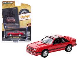 Greenlight - 1982 Ford Mustang GT Red with Black Stripes "The Boss is Back" "Vintage Ad Cars" Series 3 1/64 - Red and Black