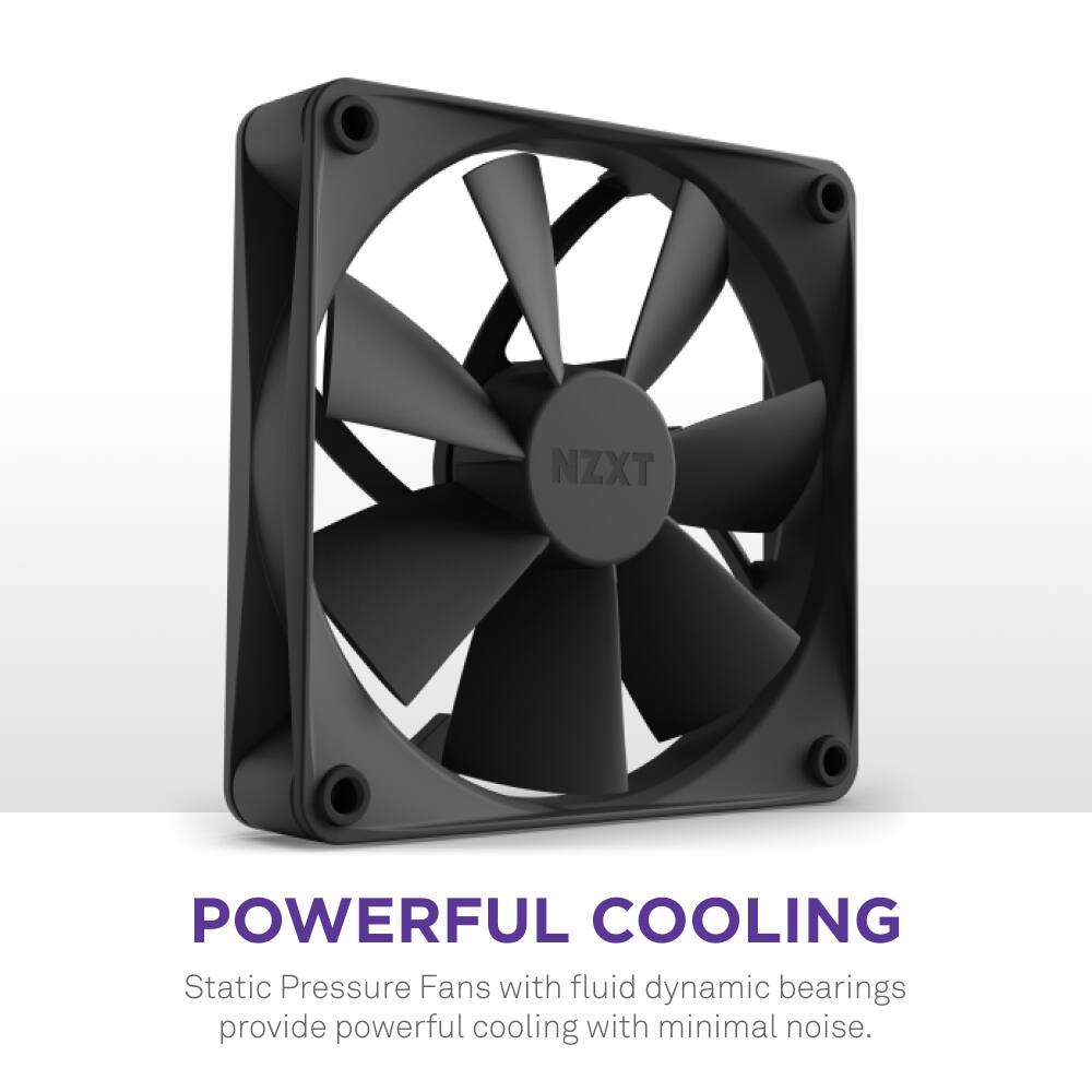 NZXT Powerful Cooling: Static Pressure Fans with fluid dynamic bearings provide powerful cooling with minimal noise.