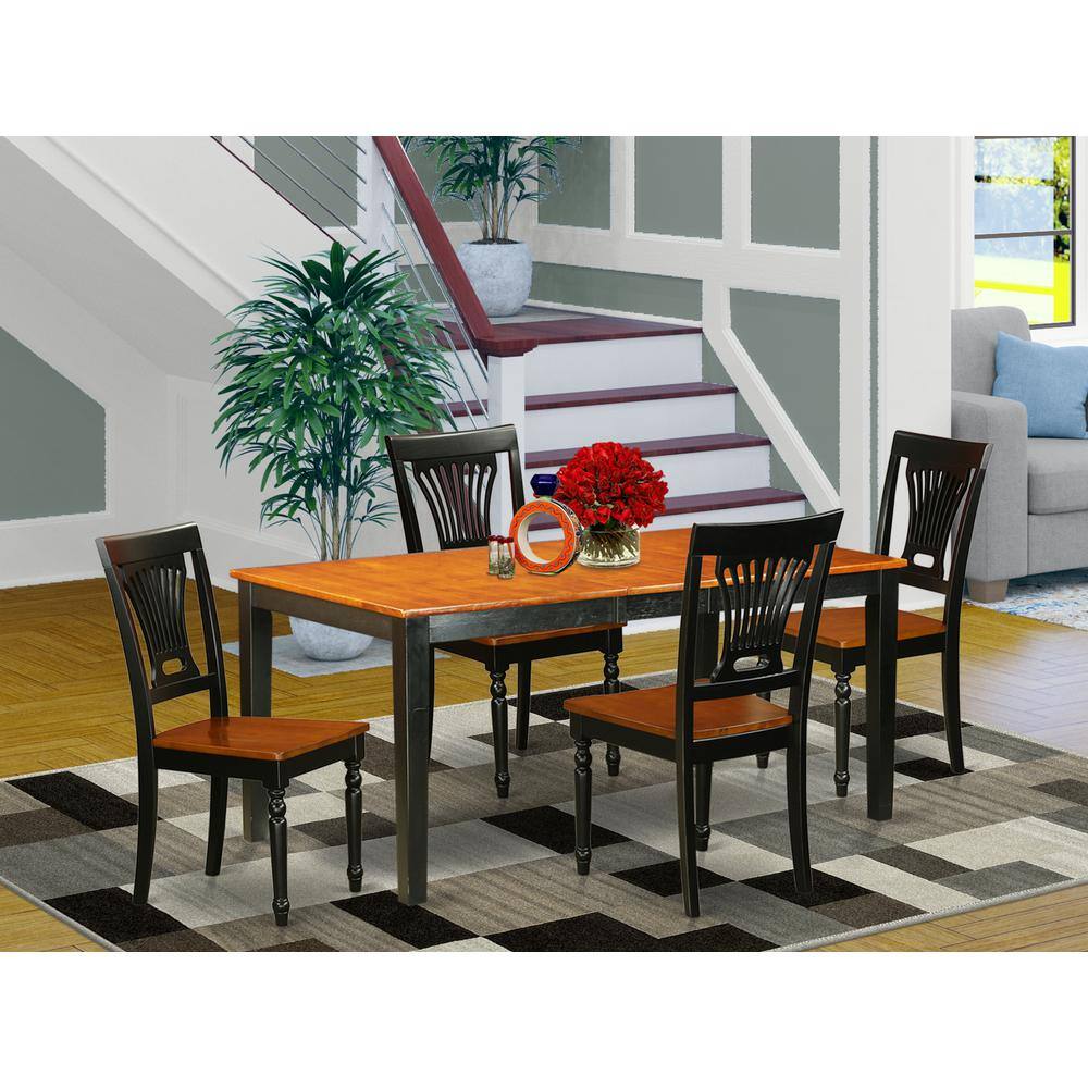 Back. East West Furniture - 5 PC Table set-Dining Table and 4 Wooden Dining Chairs - Black & Cherry.