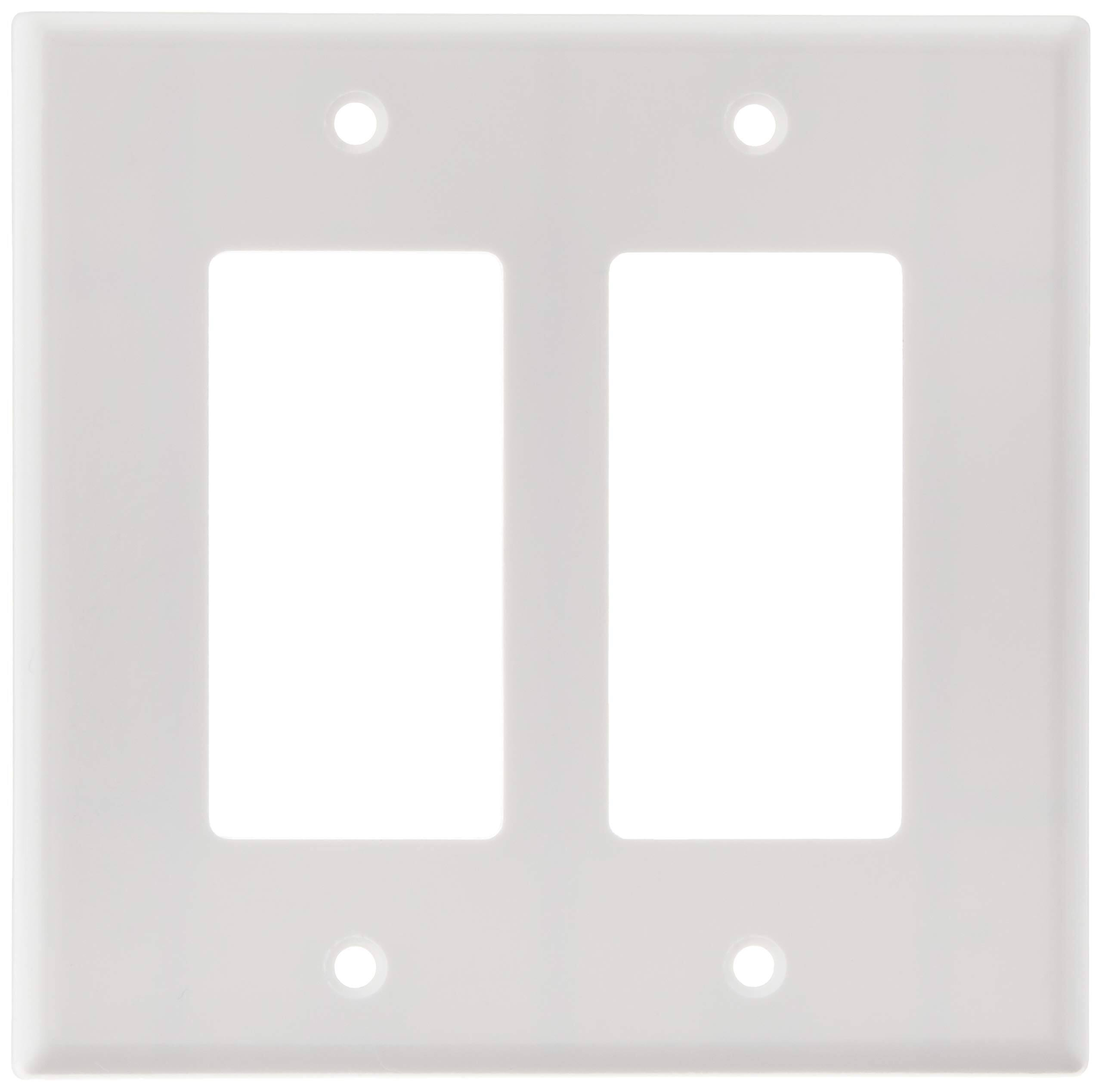 Angle. Leviton - Decora 2-Gang Rocker Wall Plate, Midway Size - White.