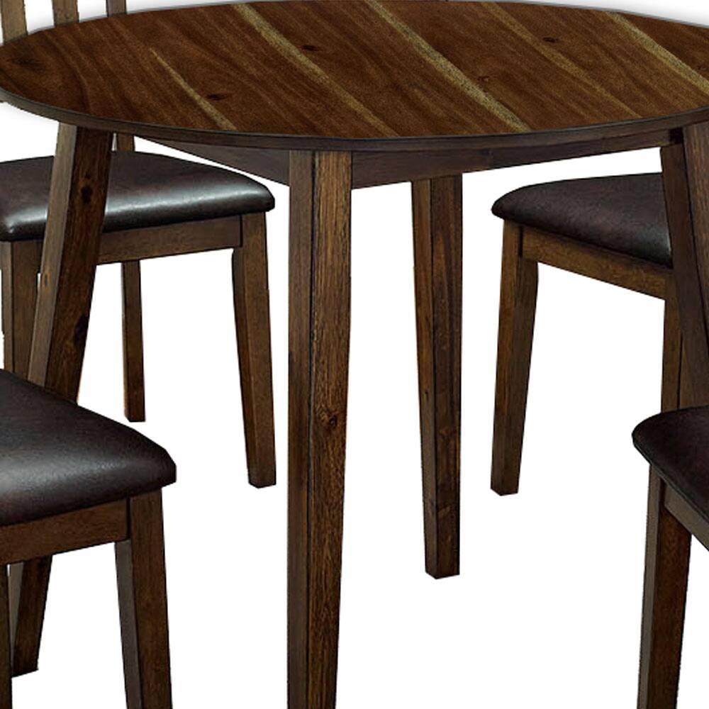 Alt View 3. Manhattan Lane - Wooden Dining Table with Ladder Back Style Chairs, Set of 5, Brown - Brown.