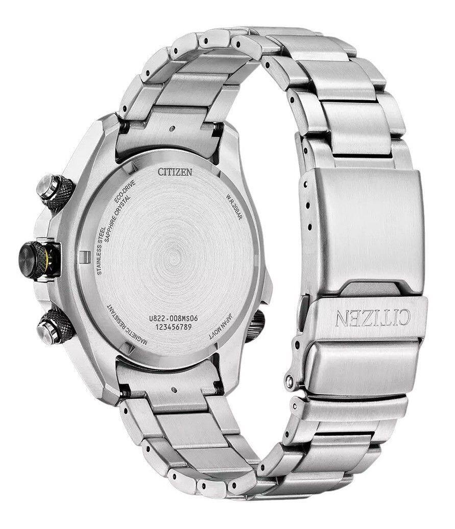 CITIZEN ECO-DRIVE CRYSTAL W.R.20BAR STEEL SAPPHIRE STAINLESS U822-008MS06 JAPAN MAGNETIC RESISTANT 123456789 MOVT JAPAN MOVT CITIZEN