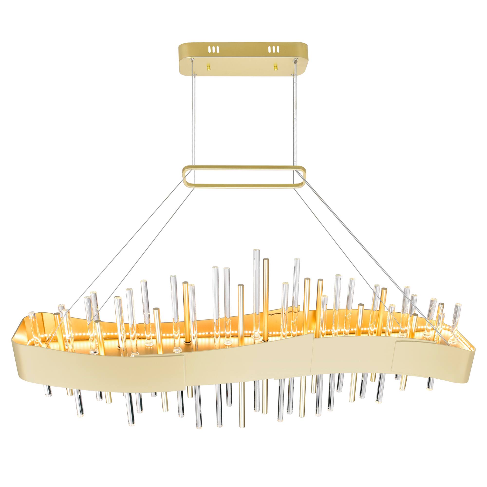 Left. CWI Lighting - Millipede 40 in LED Satin Gold Chandelier - Satin Gold.