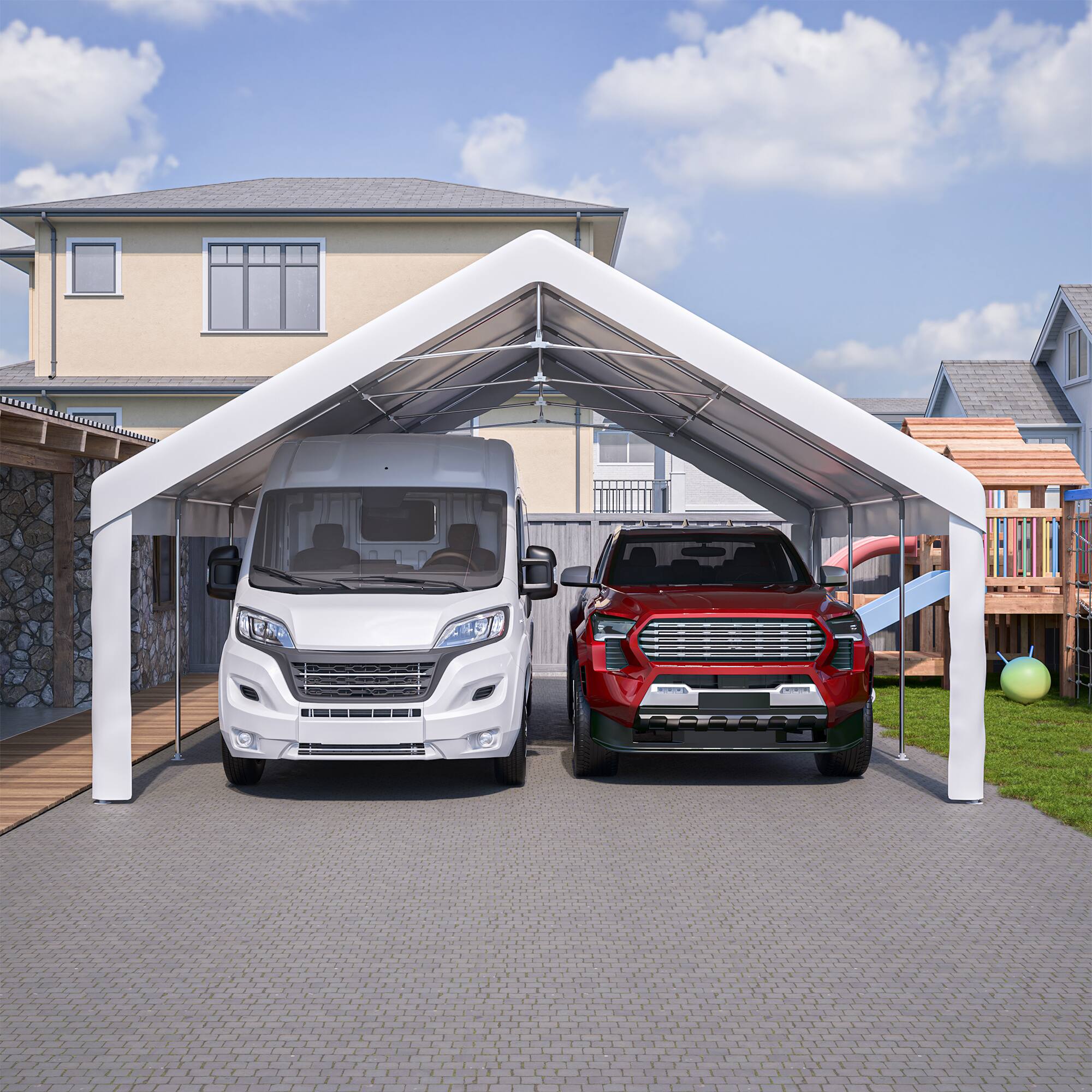 Alt View 6. Tiramisubest - 20x20 FT Detachable Side Event Shelter with Carport Capability and Storage Solutions.