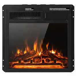 Costway - 18" Electric Fireplace Insert 5100 BTU Freestanding Heater with Remote Control - Black