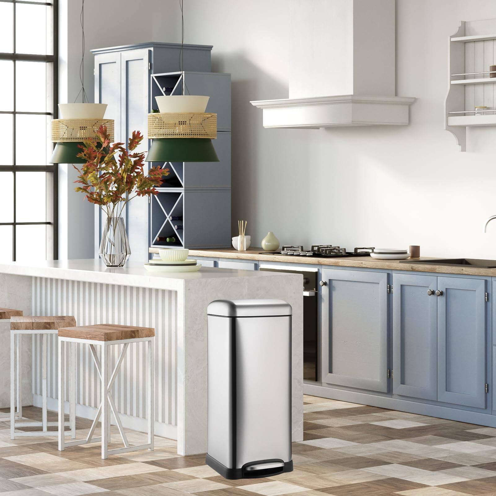 Alt View 2. Acekool - 8 Gallon (30L) Step Trash Can, Stainless Steel Bathroom Garbage Can with Lid and Foot Pedal.