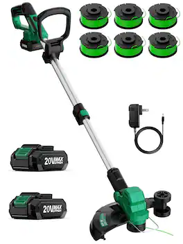 JETRANSPORT - Weed Wacker And Blower Combo W/2 X 2.0ah & 12 Inch String Trimmer W/6pcs Replacement Spools 4-in-1 Leaf Cordl - String Trimmer w/ 2 Batteries &6pcs Spools