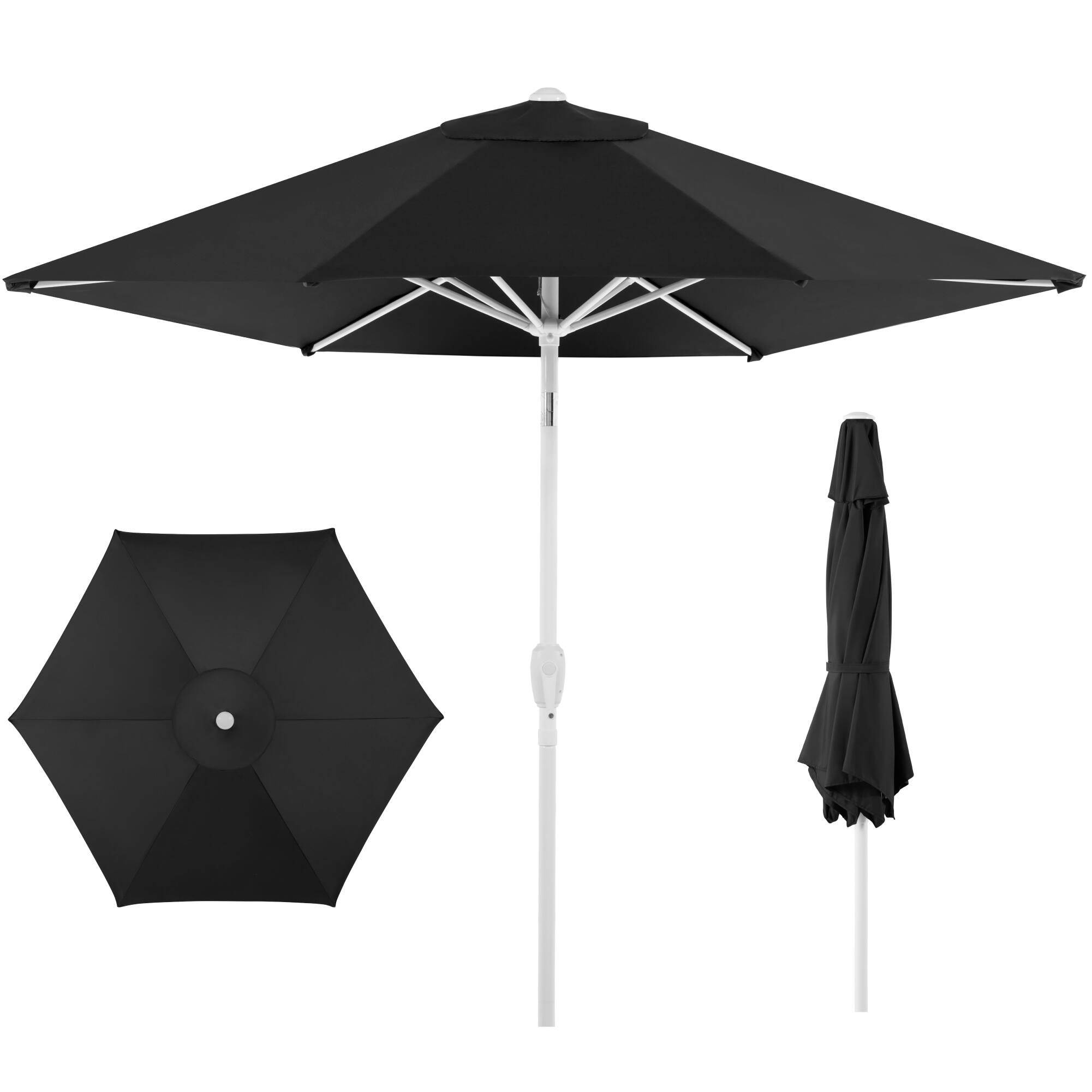 Front. Best Choice Products - Best Choice Products 7.5ft Patio Umbrella White Pole, Outdoor Market Umbrella Steel Pole - Black - Black.
