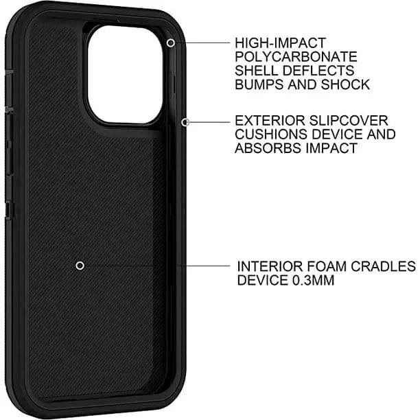 HIGH-IMPACT POLYCARBONATE SHELL DEFLECTS BUMPS AND SHOCK

EXTERIOR SLIPCOVER CUSHIONS DEVICE AND ABSORBS IMPACT

INTERIOR FOAM CRADLES DEVICE 0.3MM
