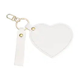 Unique Bargains - Keychain Mirror, Mini Compact Mirror with PU Leather Cover Heart Shape with Hook Rotating Folding Keyring - Cream White
