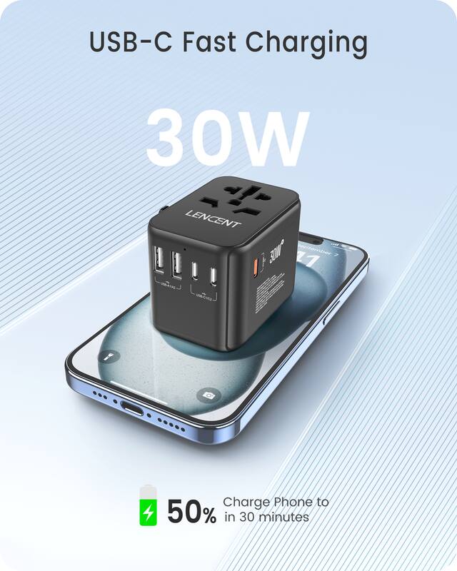 USB-C Fast Charging  
30W  
Charge Phone to 50% in 30 minutes
