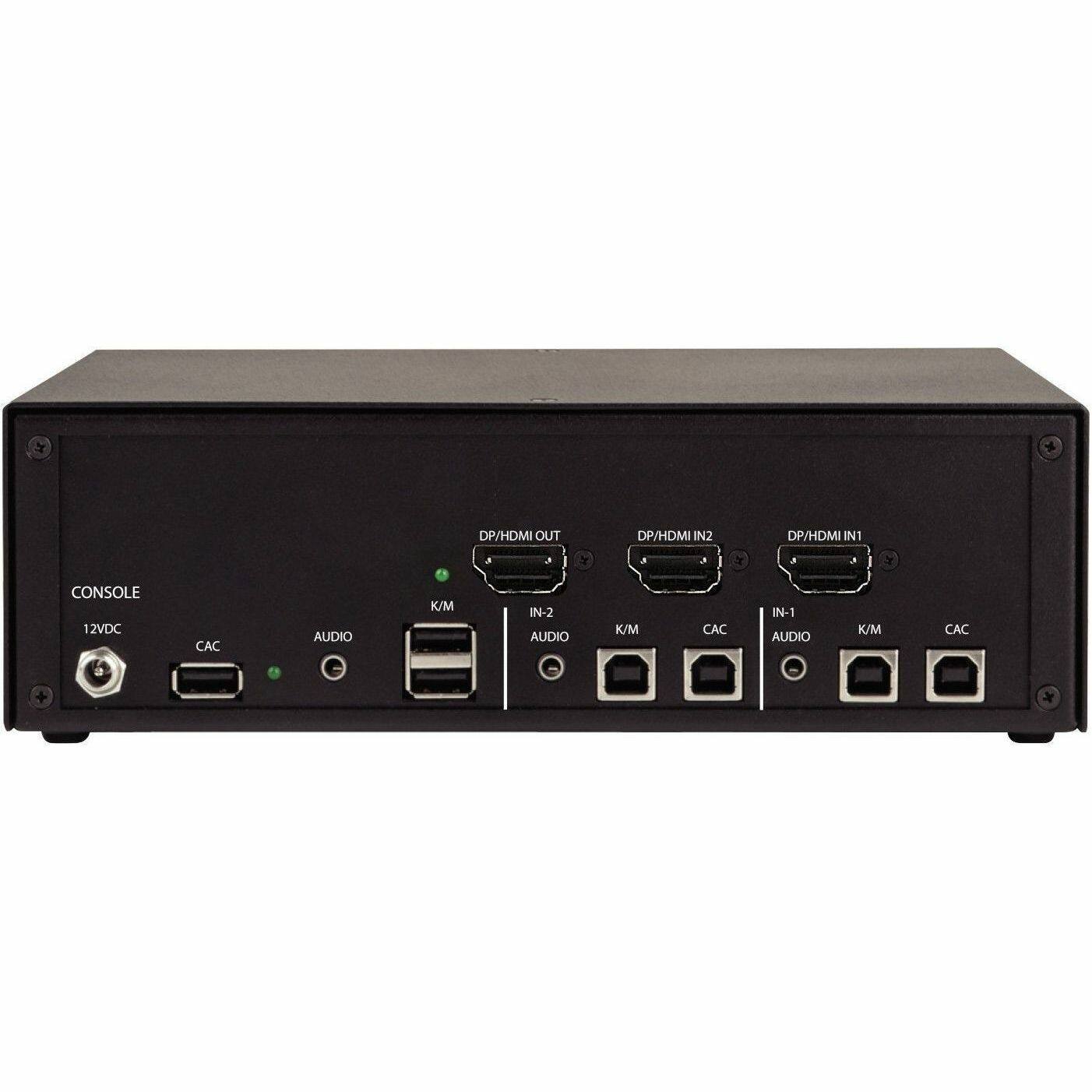DP/HDMI OUT  
DP/HDMI IN2  
DP/HDMI IN1  
CONSOLE 12VDC  
CAC  
AUDIO  
K/M  
IN-2 AUDIO  
K/M  
CAC  
IN-1 AUDIO  
K/M  
CAC