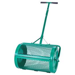 VEVOR - Compost Spreader, 24 in Wide Peat Moss Spreader with Push/Tow Handle, 4 Heights Adjustable, Powder-Coated Steel Garden - Green