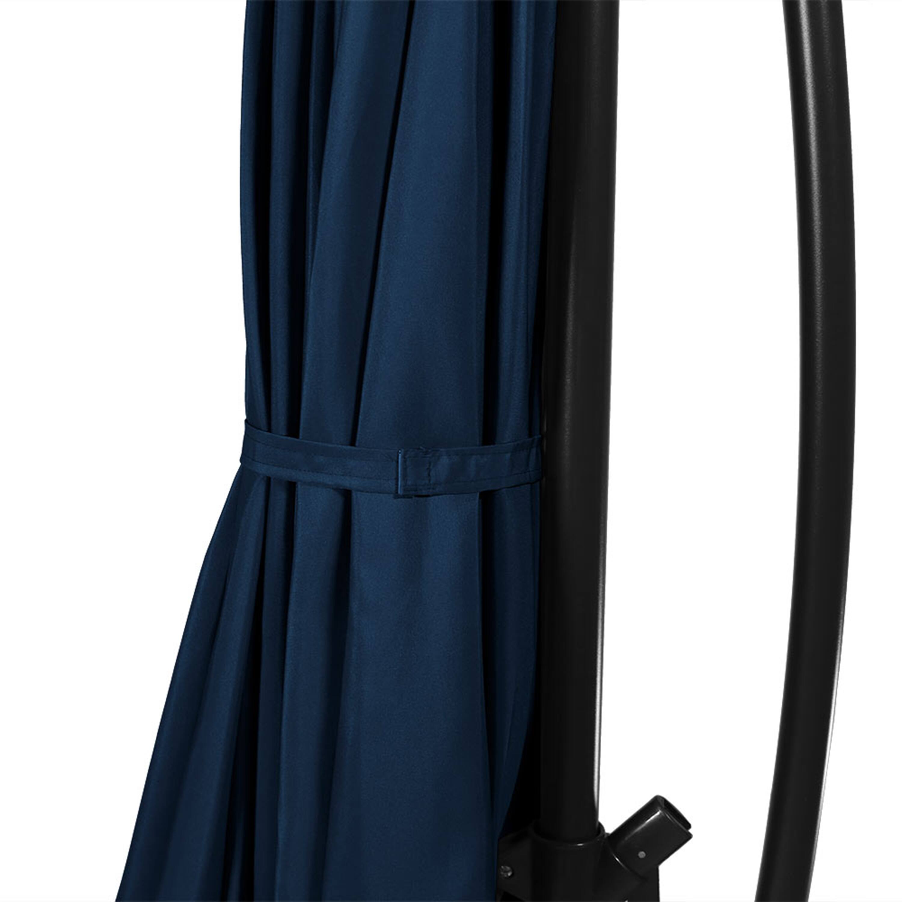 Alt View 8. Sunnydaze - 10 ft Solar Offset Steel Patio Umbrella with Crank - Navy Blue.