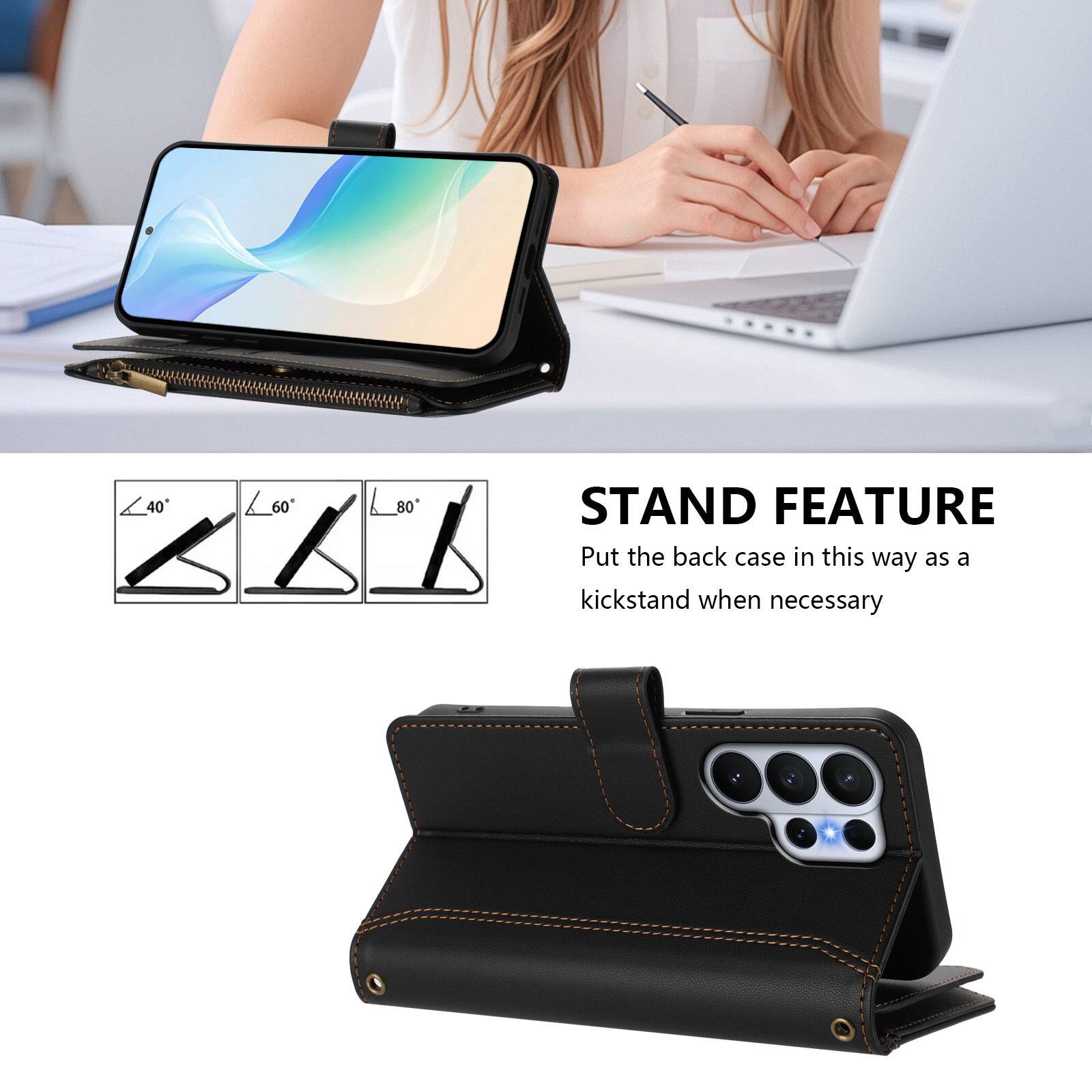 40°
60°
80°

STAND FEATURE

Put the back case in this way as a kickstand when necessary