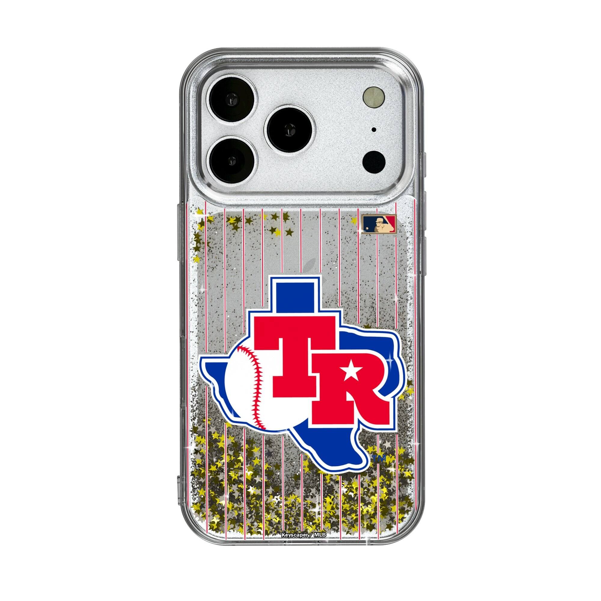 Keyscaper - MLB - Texas Rangers 1981-1983 Cooperstown Pinstripe iPhone Glitter Case - 13 - Multicolor