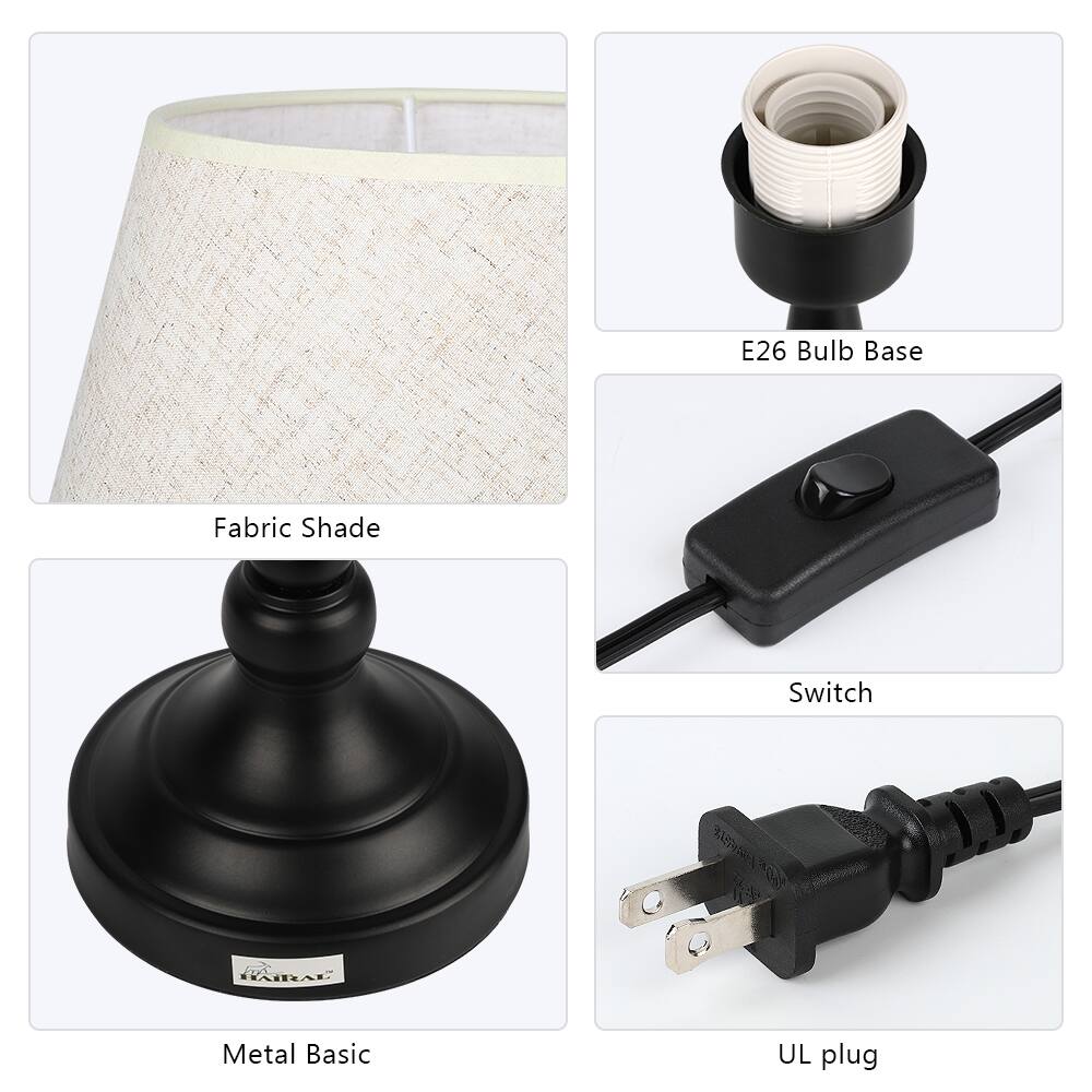 - Fabric Shade
- E26 Bulb Base
- Metal Basic
- Switch
- UL plug