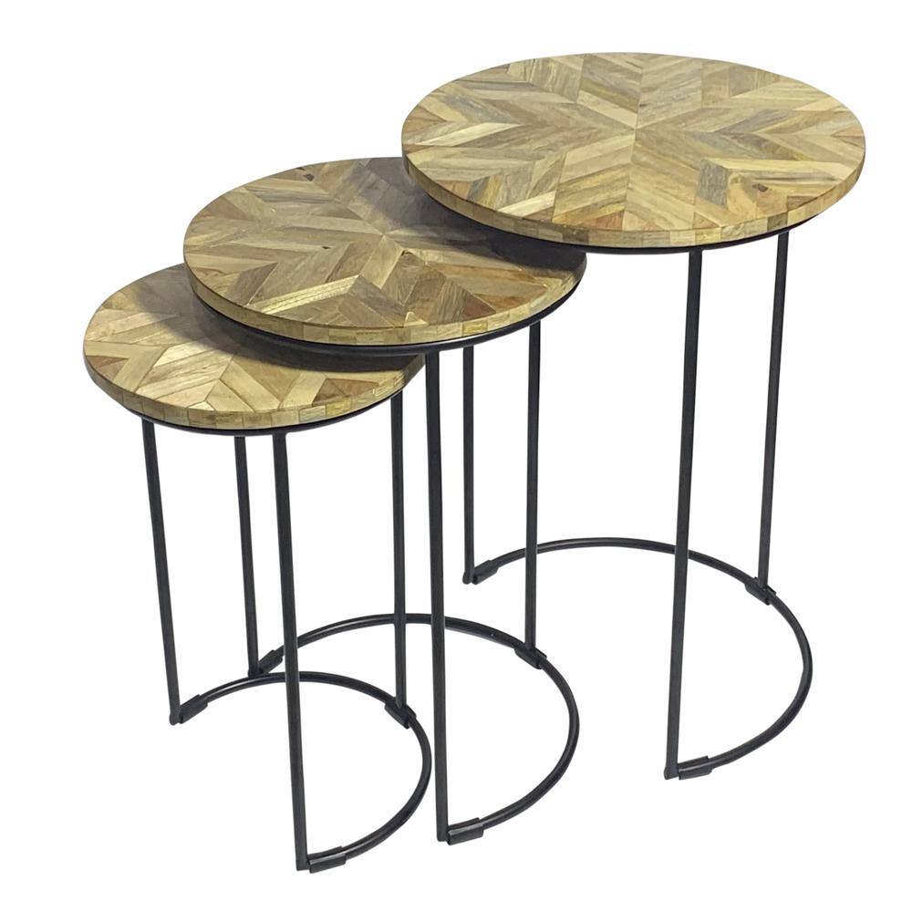 Angle. Carolina Chair & Table - Mackintosh Round Nesting Tables - Natural Inlay/Black - Natural Inlay, Black.