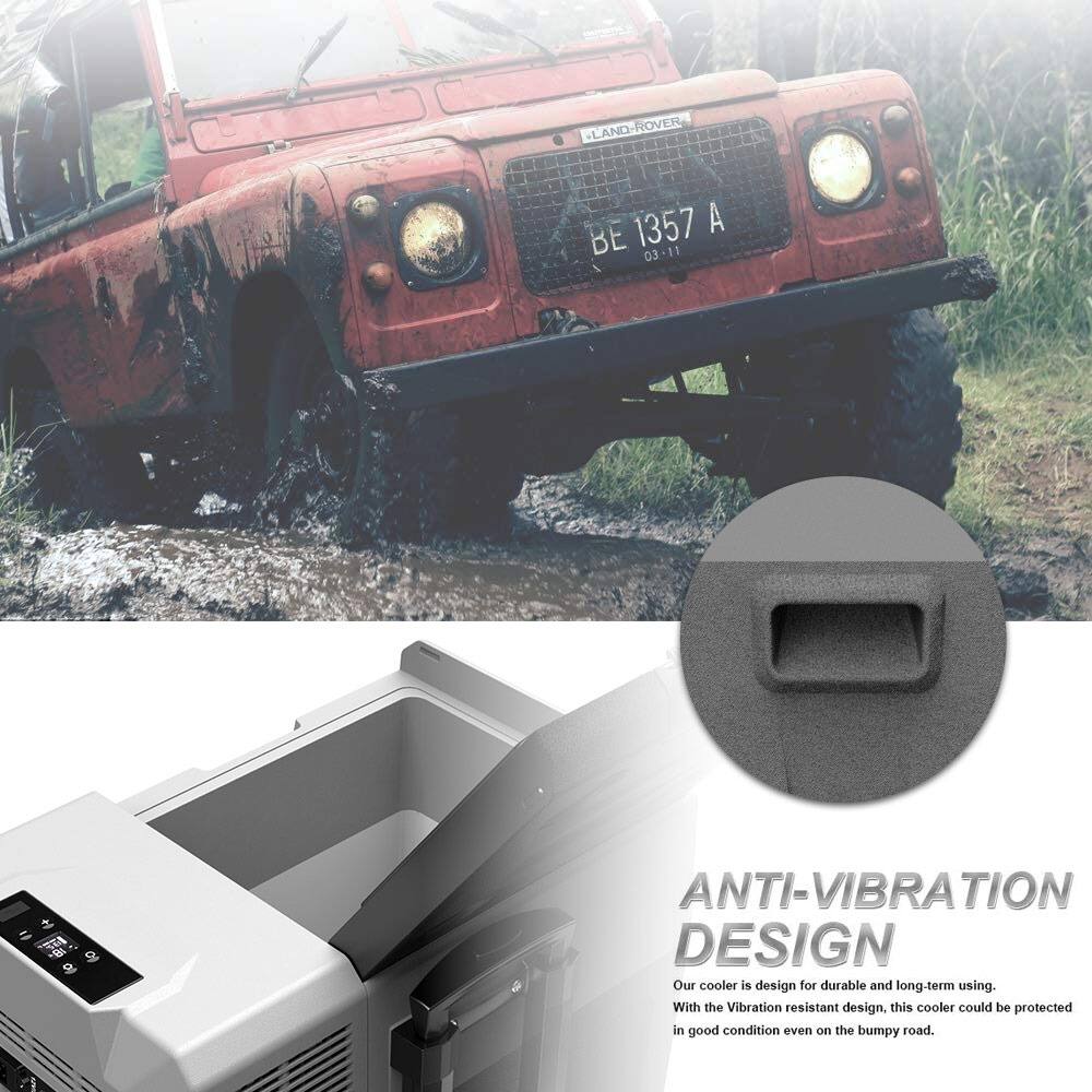 LAND-ROVER  
BE 1357 A  
03-11  

ANTI-VIBRATION DESIGN  
Our cooler is designed for durable and long-term use. With the vibration-resistant design, this cooler could be protected in good condition even on the bumpy road.