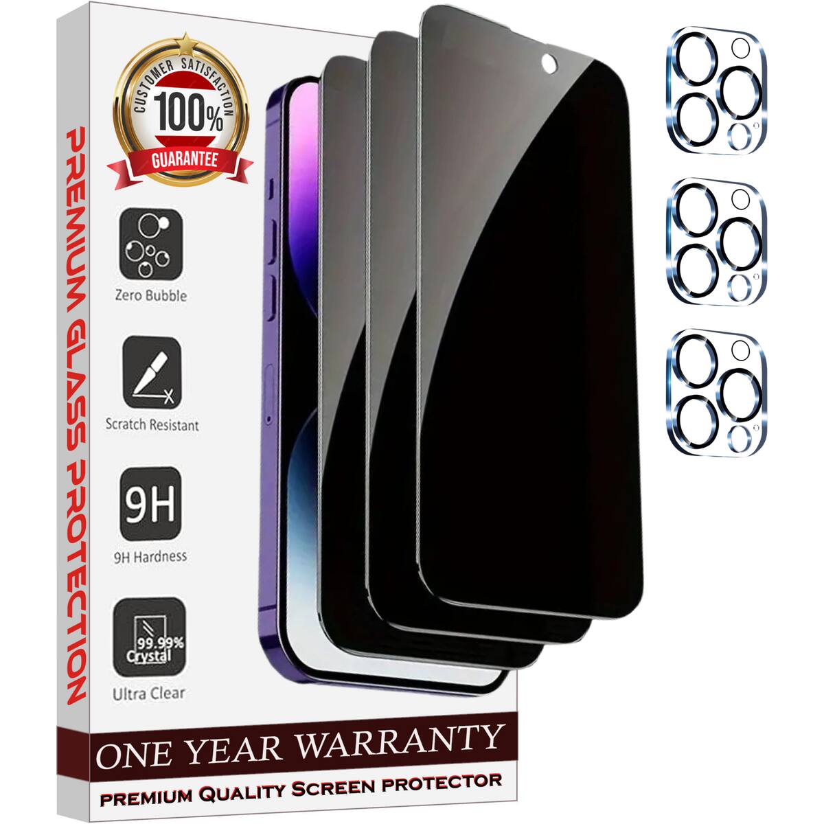 CUSTOMER 100% SATISFACTION GUARANTEE

PREMIUM GLASS PROTECTION

- Zero Bubble
- Scratch Resistant
- 9H Hardness
- 99.99% Crystal
- Ultra Clear

ONE YEAR WARRANTY

PREMIUM QUALITY SCREEN PROTECTOR